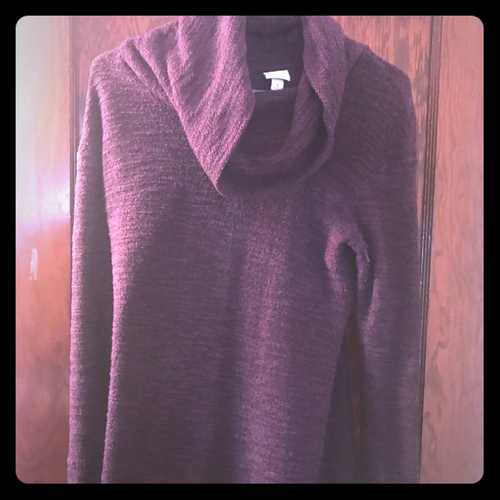 Purple cowlneck tunic sweatshirt